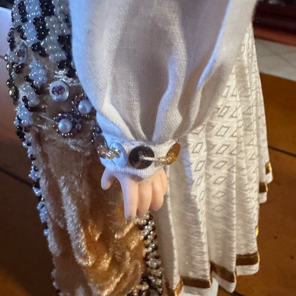 vintage porcelain doll With Elaborate Beading On Dress - Picture 7 of 10